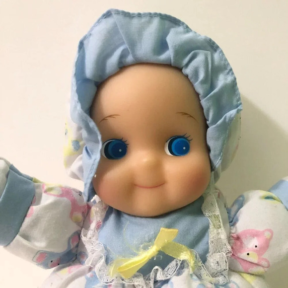 Vintage Baby Doll Plush Rubber Face 11 Inch Tall Puffalump Style Doll - Picture 2 of 16